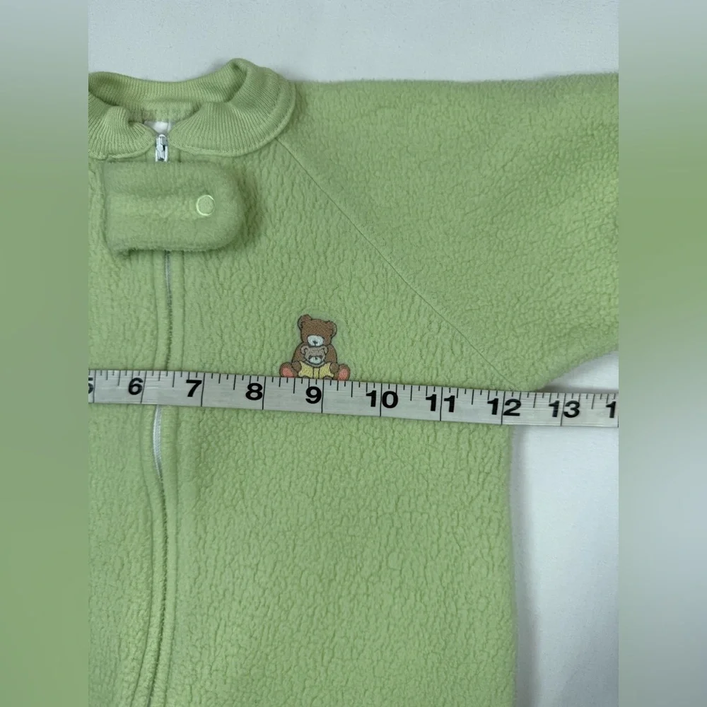 CARTERS Baby Fleece Y2K‎ Sleep Gown Cottagecore Teddy Bear Sage Green 0-3 Months